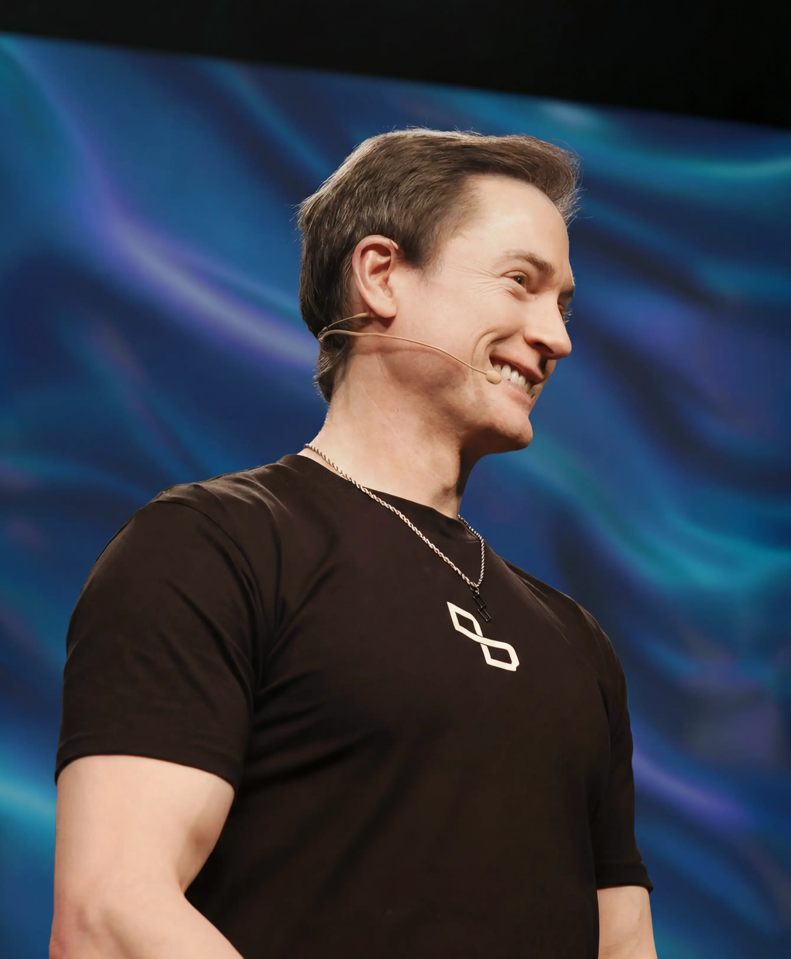 Bryan Johnson speaking on stage