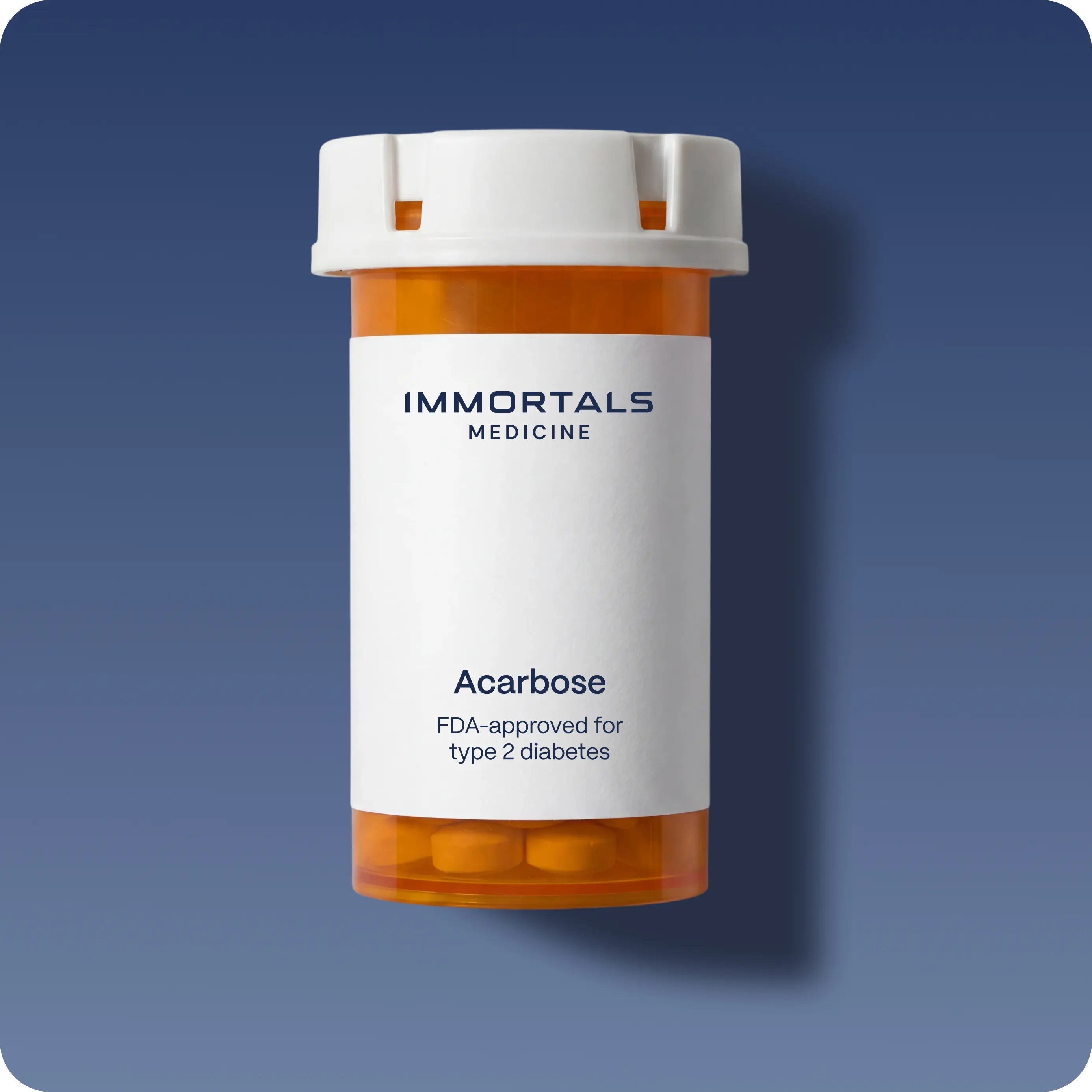 Acarbose tablets product card, blood sugar support medication by Immortals