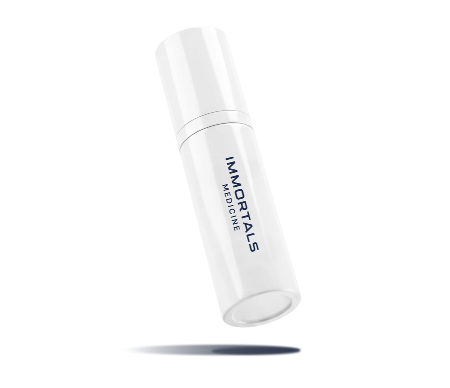 Immortals Medicine complex formulation in a white airless pump bottle