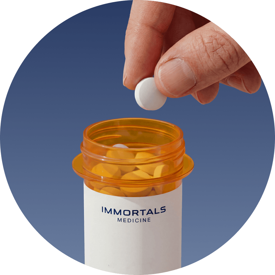Immortals medicine radial visual showcasing the longevity health protocol and personalized prescription medication