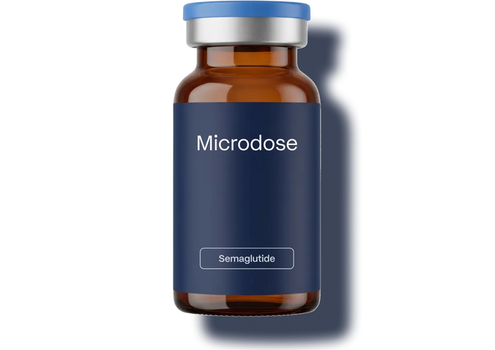 Immortals Medicine Semaglutide microdose injectable vial with blue label, low-dose GLP-1 weight management therapy