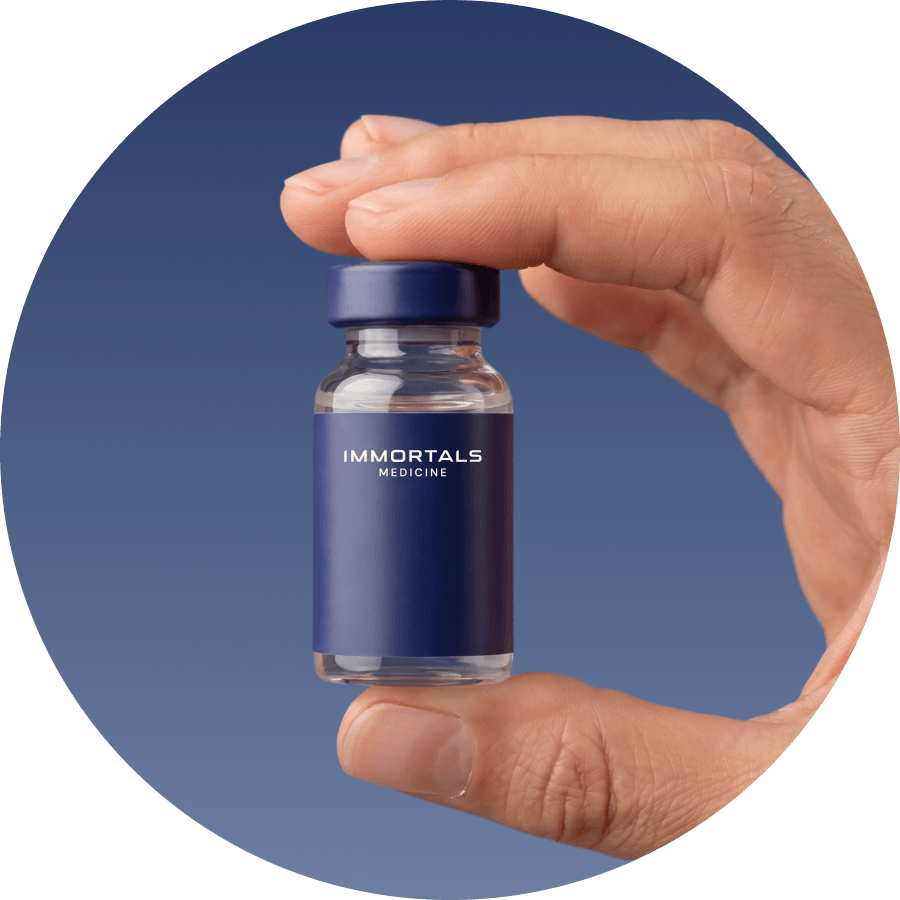 Immortals homepage architecture image featuring Blueprint medicine capsule for the longevity protocol
