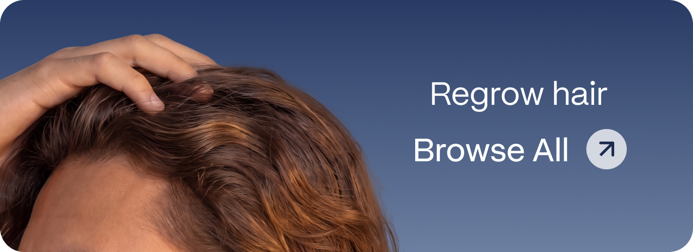 Close-up of a person running a hand through thick brown hair, representing Blueprint Immortals hair regrowth treatments